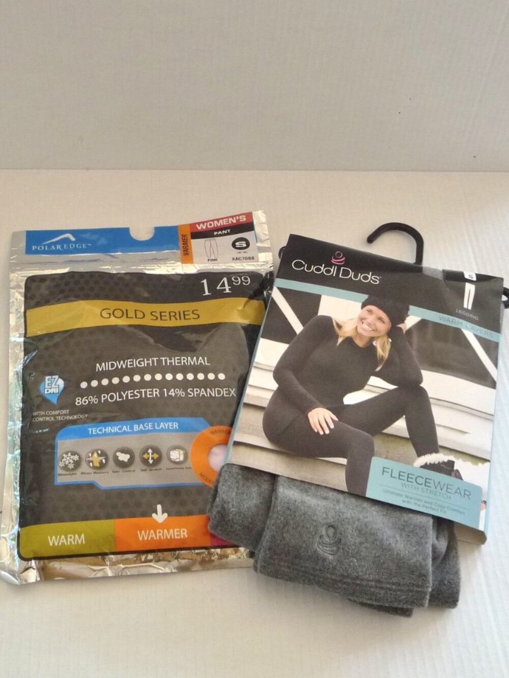 2 PAIRS CUDDL DUDS LEGGINGS FLEECE AND THERMAL SALL